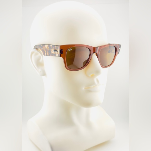 Ray-Ban Sunglasses Mega Wayfarer RB0840-S Polished Transparent Frame Brown Lens - Picture 7 of 16